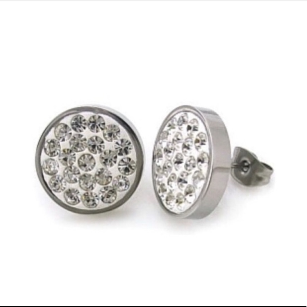 Ladies Stainless Steel Round Cubic Zirconia Stud